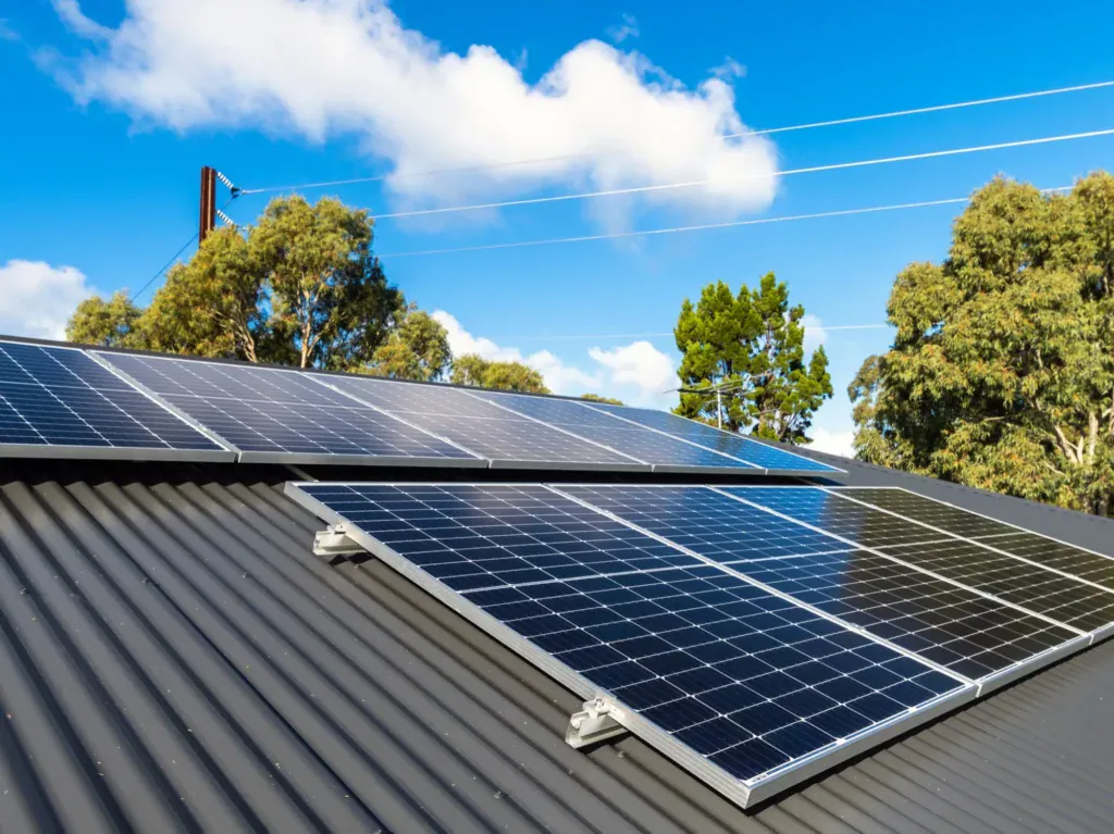 Colorbond roof with solar panels in Sydney