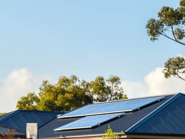 Dark Colorbond roof with solar panels in Sydney